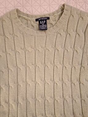 GAP Womans Cable Knit Crewneck Stretch Sweater - Sage